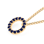 Blue Sapphire Gemstone Solid 14k Yellow Gold Round Ring Pendant