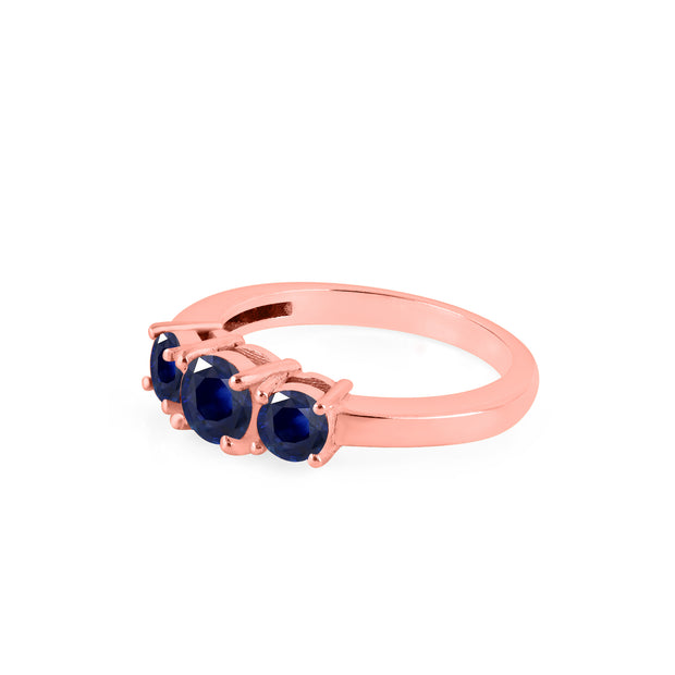 Blue Sapphire Gemstone Solid 14k Rose Gold Ring