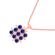 Blue Sapphire Gemstone Solid 14k Rose Gold Pendant