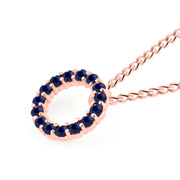 Blue Sapphire Gemstone Solid 14k Rose Gold Round Ring Pendant