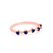 Blue Sapphire Gemstone Solid 14k Rose Gold Ring