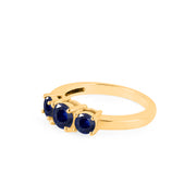 Blue Sapphire Gemstone Solid 14k Yellow Gold Ring