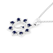 Blue Sapphire Gemstone Solid 925 Sterling Silver OM Pendant