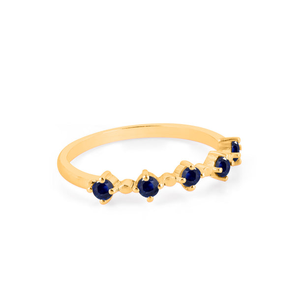 Blue Sapphire Gemstone Solid 14k Yellow Gold Ring