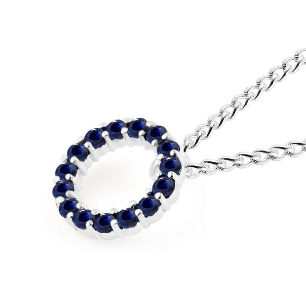 Blue Sapphire Gemstone Solid 925 Sterling Silver Round Ring Pendant
