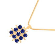 Blue Sapphire Gemstone Solid 14k Yellow Gold Pendant