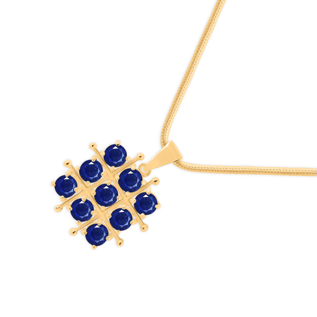 Blue Sapphire Gemstone Solid 14k Yellow Gold Pendant