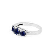 Blue Sapphire Gemstone Solid 14k White Gold Ring