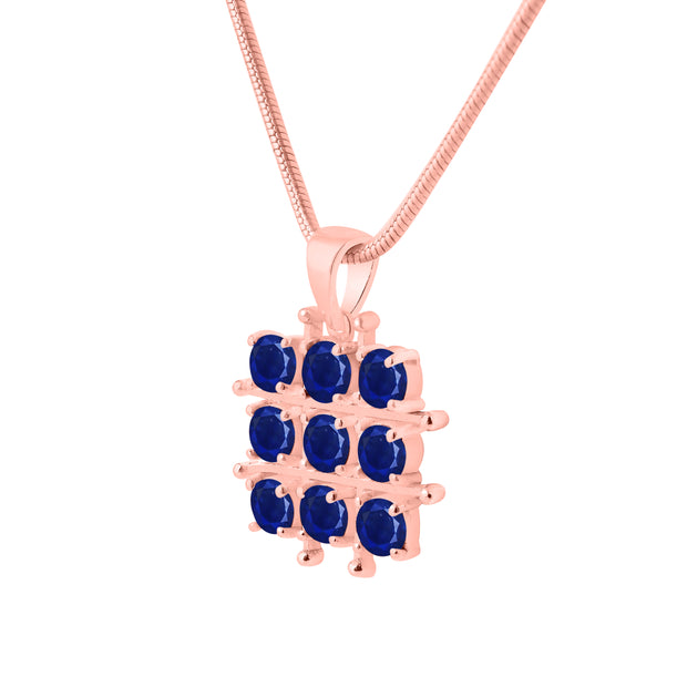 Blue Sapphire Gemstone Solid 14k Rose Gold Pendant