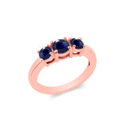 Blue Sapphire Gemstone Solid 14k Rose Gold Ring