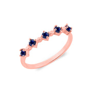 Blue Sapphire Gemstone Solid 14k Rose Gold Ring