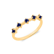 Blue Sapphire Gemstone Solid 14k Yellow Gold Ring