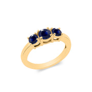 Blue Sapphire Gemstone Solid 14k Yellow Gold Ring