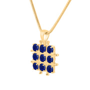 Blue Sapphire Gemstone Solid 14k Yellow Gold Pendant