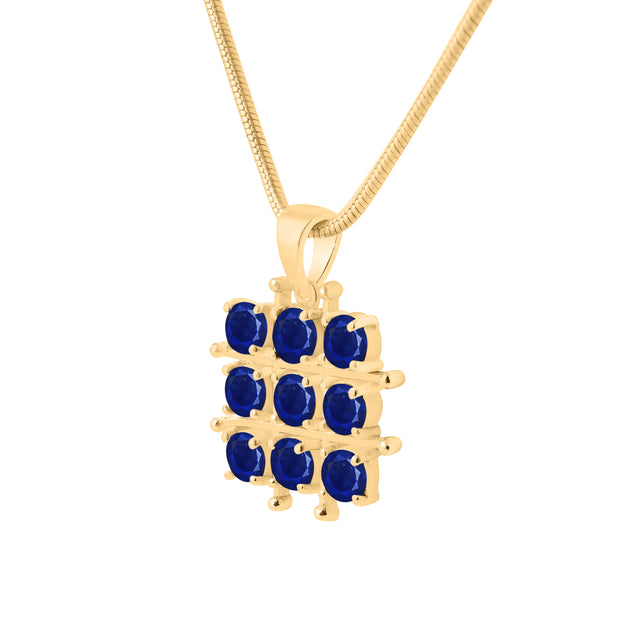 Blue Sapphire Gemstone Solid 14k Yellow Gold Pendant