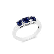 Blue Sapphire Gemstone Solid 14k White Gold Ring