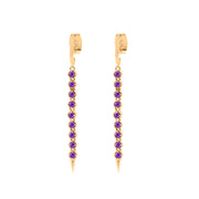 Amethyst Gemstone Solid 14k Yellow Gold Screw Back Earring