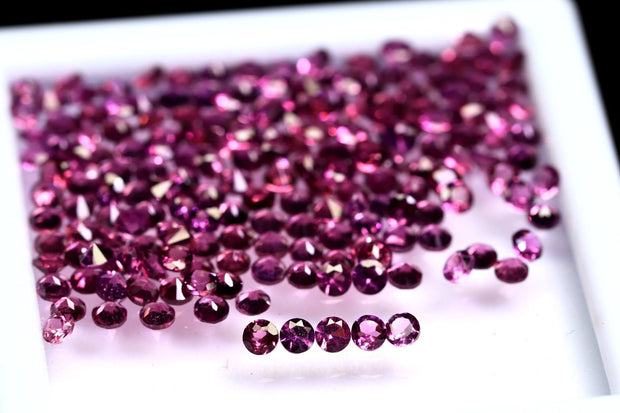 Natural Rhodonite Garnet 1.5 MM Round Diamond Cut Loose Gemstone