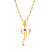 Amethyst Gemstone Solid 14k Yellow Gold Lord Ganesha Pendant