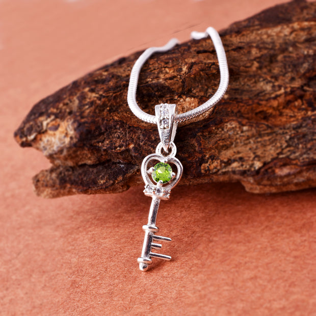 Peridot Gemstone & Diamond Solid 925 Sterling Silver Pendant