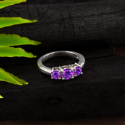 Amethyst Gemstone Solid 14k White Gold Ring