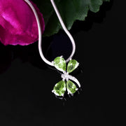 Peridot Gemstone & Diamond Solid 925 Sterling Silver Pendant