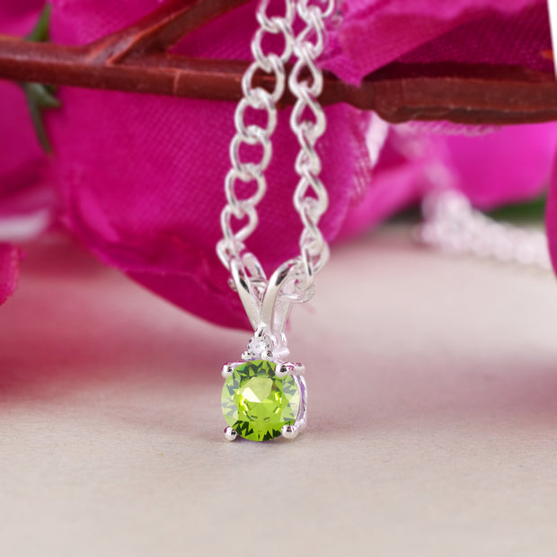 Peridot Gemstone & Diamond Solid 925 Sterling Silver Pendant
