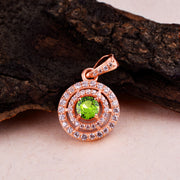 Peridot Gemstone Solid 14k Rose Gold Pendant