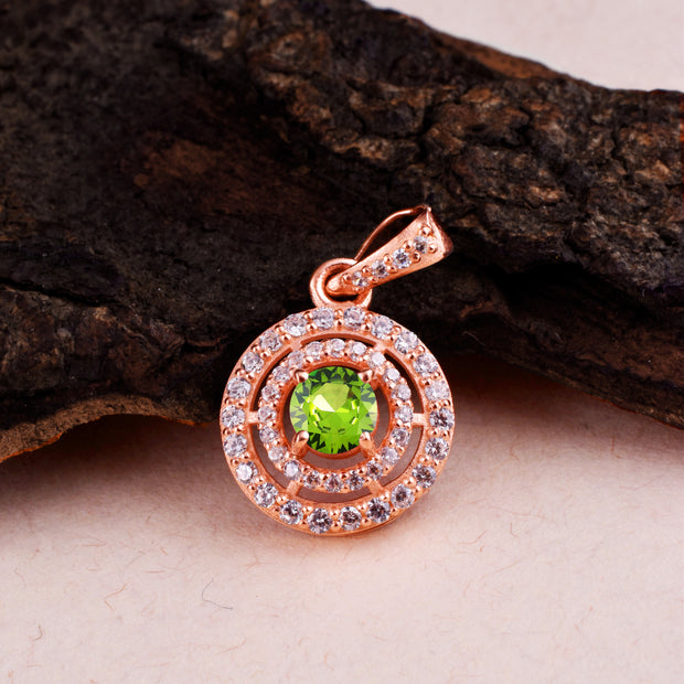 Peridot Gemstone Solid 14k Rose Gold Pendant