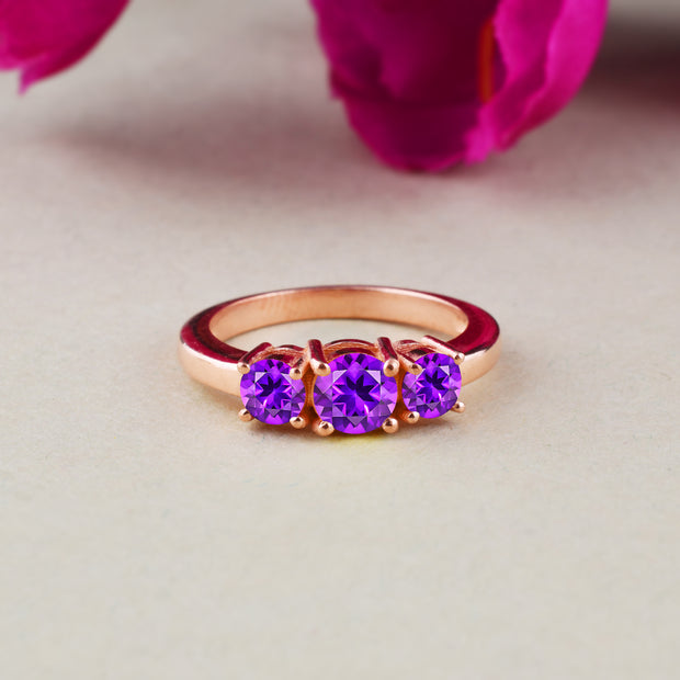 Amethyst Gemstone Solid 14k Rose Gold Ring