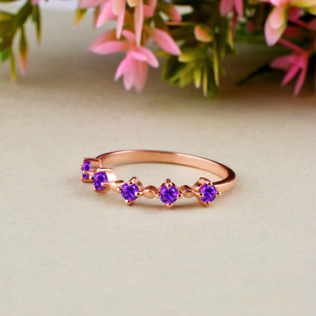 Amethyst Gemstone Solid 14k Rose Gold Ring