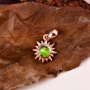 Peridot Gemstone Solid 14k Rose Gold Pendant