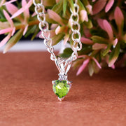 Peridot Gemstone & Diamond Solid 925 Sterling Silver Pendant