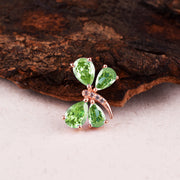 Peridot Gemstone & Diamond Solid 14k Rose Gold Pendant