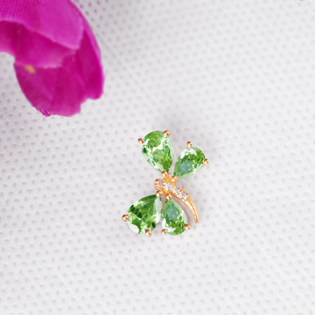 Peridot Gemstone & Diamond Solid 14k Yellow Gold Pendant