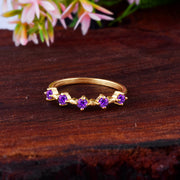 Amethyst Gemstone Solid 14k Yellow Gold Ring