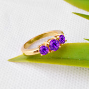 Amethyst Gemstone Solid 14k Yellow Gold Ring