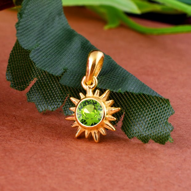 Peridot Gemstone Solid 14k Yellow Gold Pendant