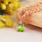 Peridot Gemstone & Diamond Solid 14k Rose Gold Pendant