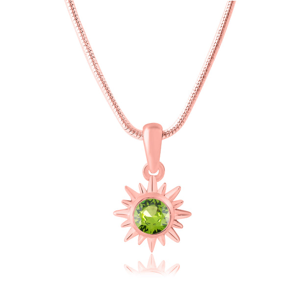 Peridot Gemstone Solid 14k Rose Gold Pendant