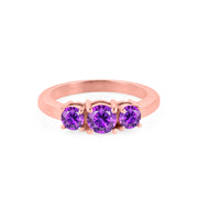 Amethyst Gemstone Solid 14k Rose Gold Ring