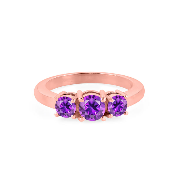 Amethyst Gemstone Solid 14k Rose Gold Ring