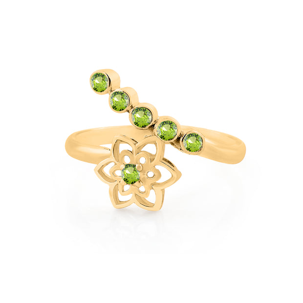 Peridot Gemstone Solid 14k Yellow Gold Ring