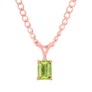 Peridot Gemstone & Diamond Solid 14k Rose Gold Pendant