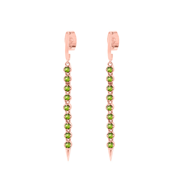 Peridot Gemstone Solid 14k Rose Gold Screw Back Earring
