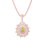 Peridot Gemstone Solid 14k Rose Gold Pendant