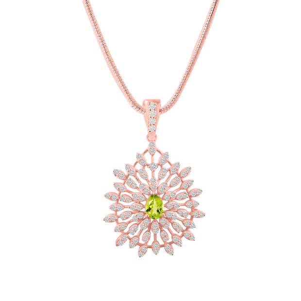 Peridot Gemstone Solid 14k Rose Gold Pendant