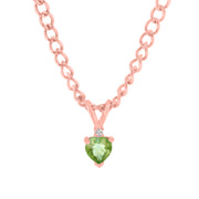 Peridot Gemstone & Diamond Solid 14k Rose Gold Pendant
