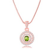 Peridot Gemstone Solid 14k Rose Gold Pendant