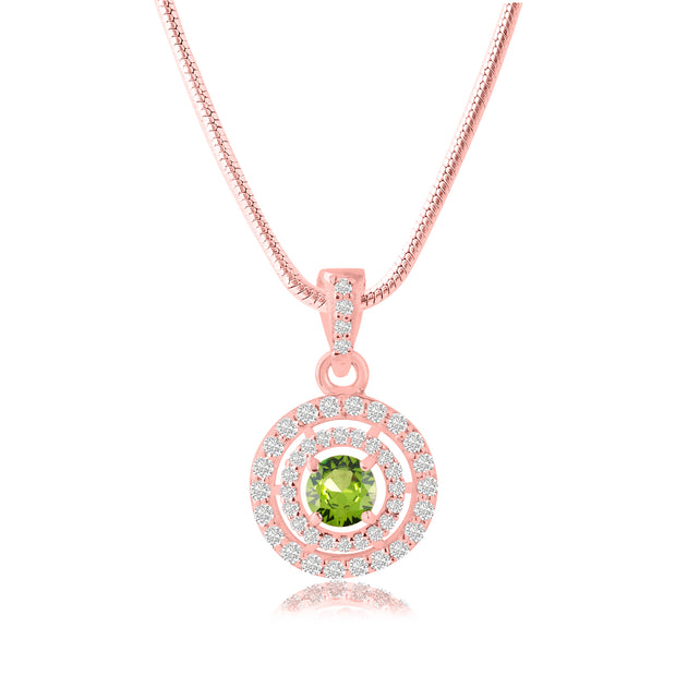 Peridot Gemstone Solid 14k Rose Gold Pendant